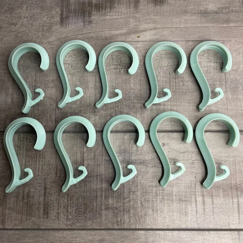 Vintage 50’s HYGIENE Baby Blue Hard Plastic Shower Curtain Hooks Set of 10